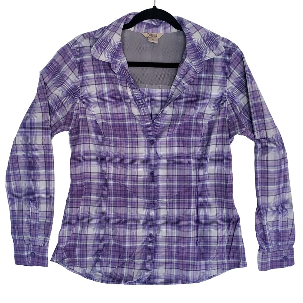 Duluth Trading Co DuluthFlex Sidewinder Long Sleeve Shirt Women's M Purple